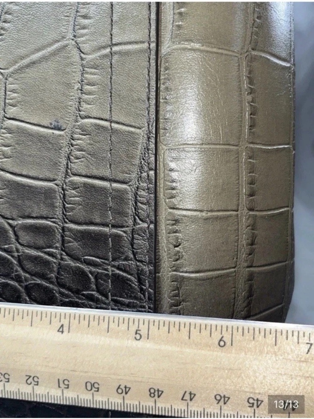 Henri Bendel Croc-Embossed Leather Satchel Olive/Black - Picture 12 of 15